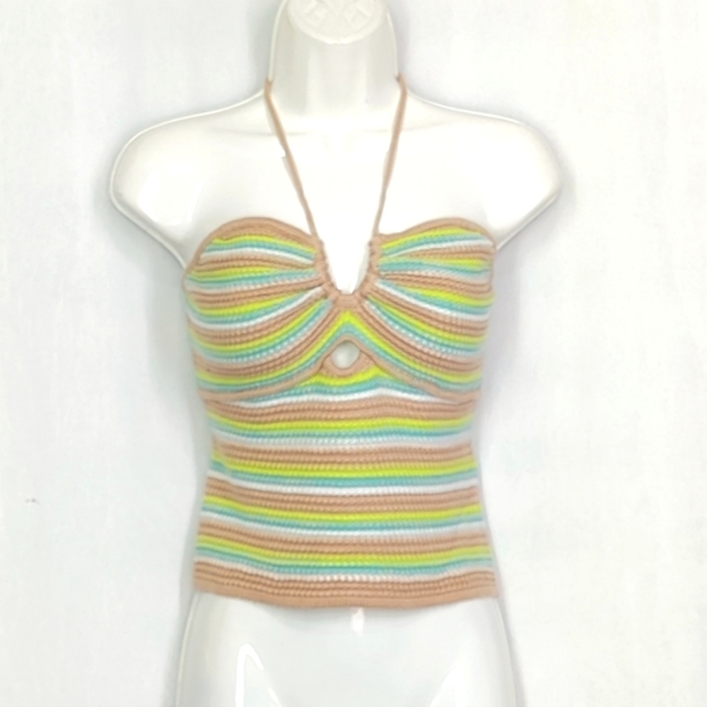 Madden NYC, Women's Striped Neck Tie Sweater Top, Size L